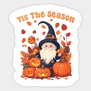 Tis The Season Gnome Latte Pumpkin Spice Leaf Fall Thanksgiving Sticker